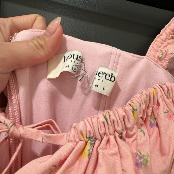 House of CB Tallulah Pink Floral Puff Sleeve Midi Dress size Small - Picture 2 of 5